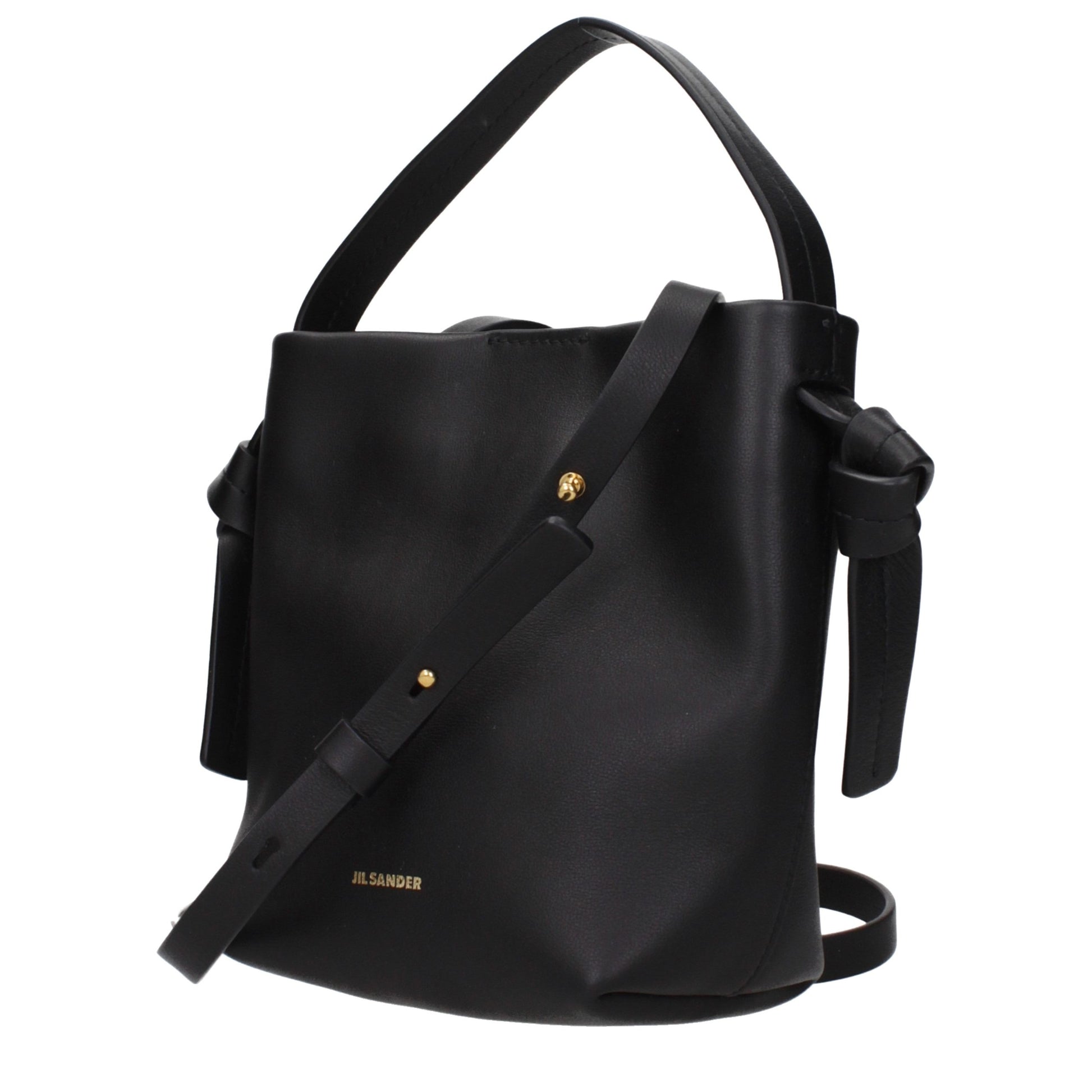 This Handbag by Jil Sander for women in leather and black presents a sculptural silhouette featuring a secure , ample , and versatile adjustable-strap for a sculptural finish.