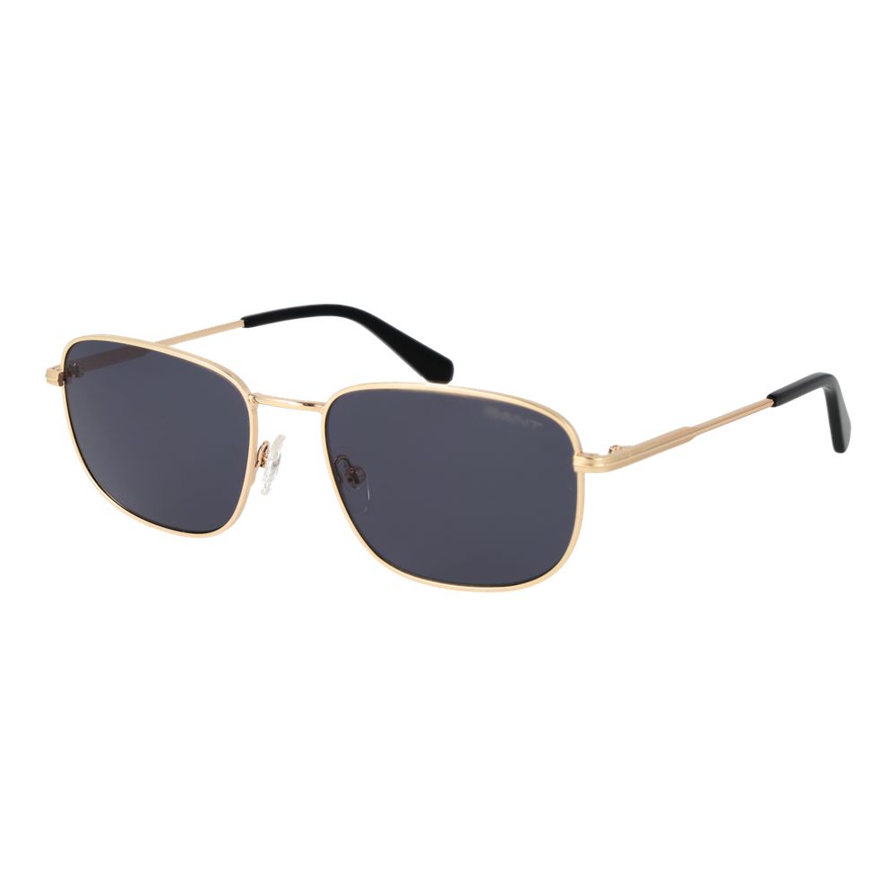 Sunglasses by Gant for men in metal gold features a sumptuous silhouette, showcasing a sumptuous rectangle full-rim frame design in gold coloured frame with high-performance non-polarized category-3-dark-tint lens.