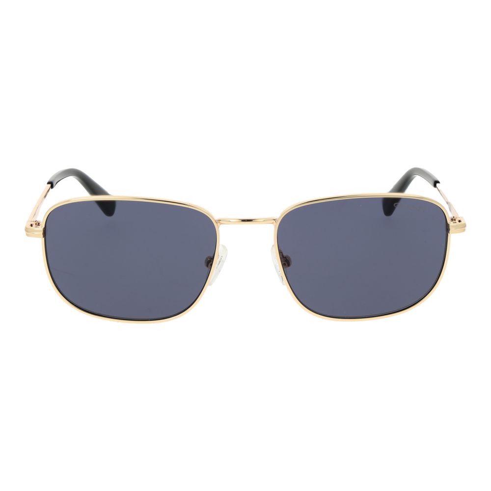 Sunglasses by Gant for men in metal gold features an lustrous rectangle full-rim frame design with gold coloured frame detailing and non-polarized category-3-dark-tint lens for a lustrous aesthetic.