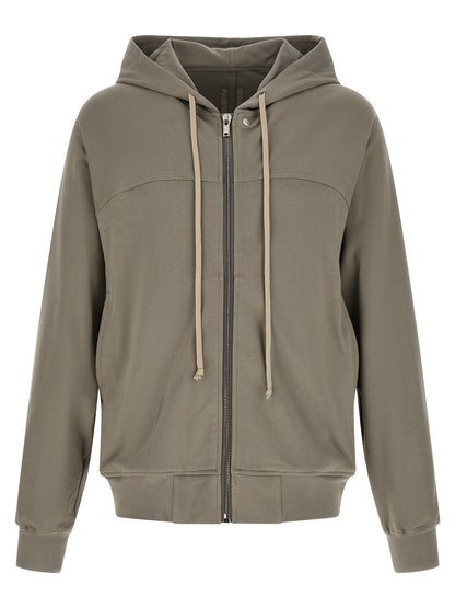 Sweatshirt Hoodie by Rick Owens for men in organic cotton gray & silver features an avant-garde silhouette, showcasing a sophisticated hooded neckline and detail for a truly avant-garde finish.