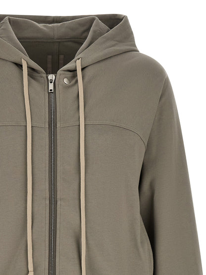 Sweatshirt Hoodie by Rick Owens for men in organic cotton gray & silver features an luminous silhouette, showcasing a sophisticated hooded neckline and for a truly luminous look.