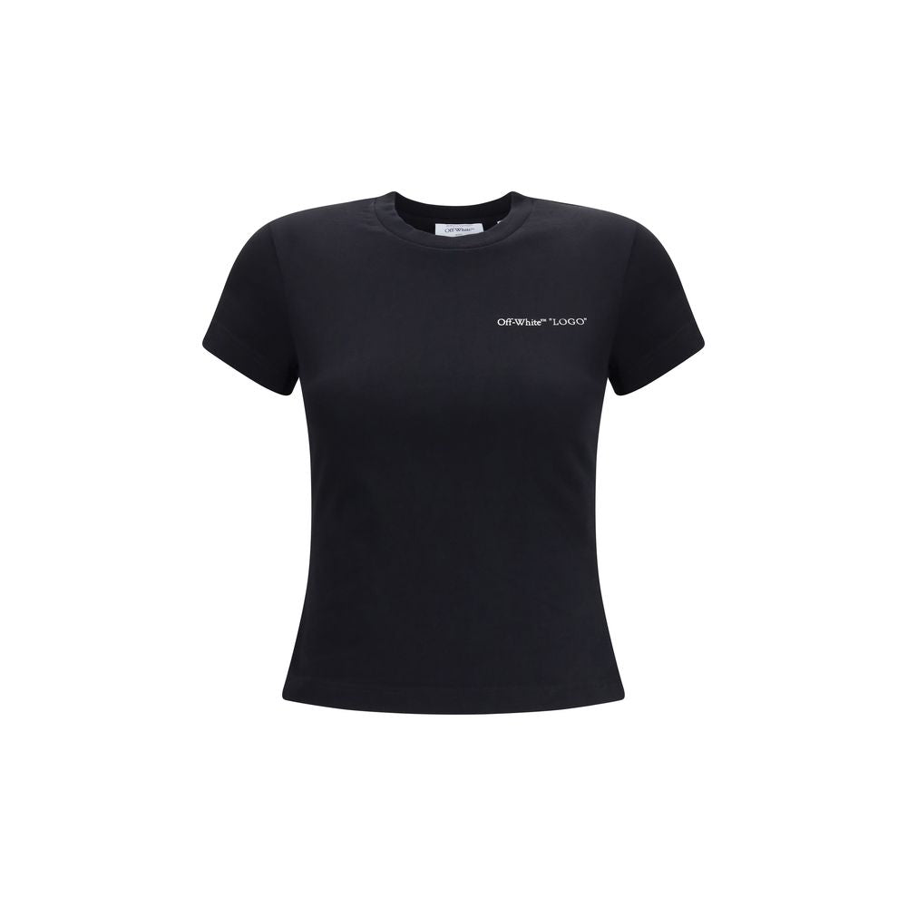 T-Shirt by Off-White for women in stretch cotton black, white & print features an edgy silhouette, meticulously detailed with a sophisticated short-sleeve and crew neckline for a truly edgy finish.