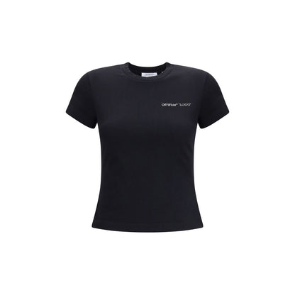 T-Shirt by Off-White for women in stretch cotton black, white & print features an edgy silhouette, meticulously detailed with a sophisticated short-sleeve and crew neckline for a truly edgy finish.