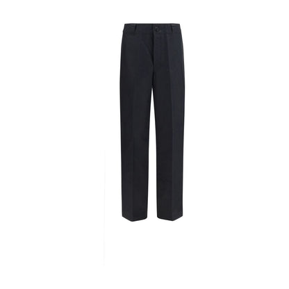 Casual Pants by Prada for men in polyamide cotton canvas black & signature features an sartorial regular-fit, wide & oversized and long with a cut for a sartorial finish.