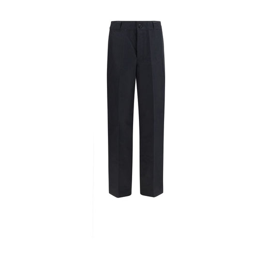 Casual Pants by Prada for men in polyamide cotton canvas black & signature features an sartorial regular-fit, wide & oversized and long with a cut for a sartorial finish.