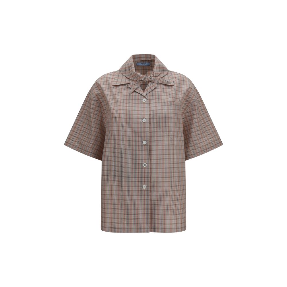 Shirt by Prada for women in cotton multicolor & patterned presents a discerning silhouette, showcasing a sophisticated and short-sleeve for a truly discerning finish.