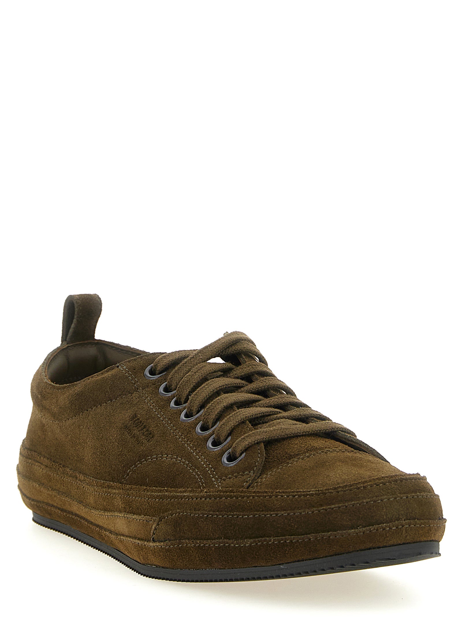 Sneakers by Tom Ford for men in suede leather brass & cotton bicolour, green & olive features an versatile design from the Men's Low Top Suede Leather Brass & Cotton Sneakers collection, highlighting a versatile low-top style for a premium, high-fashion look.