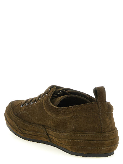 Sneakers by Tom Ford for men in suede leather brass & cotton bicolour, green & olive features an timeless silhouette from the Men's Low Top Suede Leather Brass & Cotton Sneakers collection, showcasing a signature low-top style with an timeless finish.