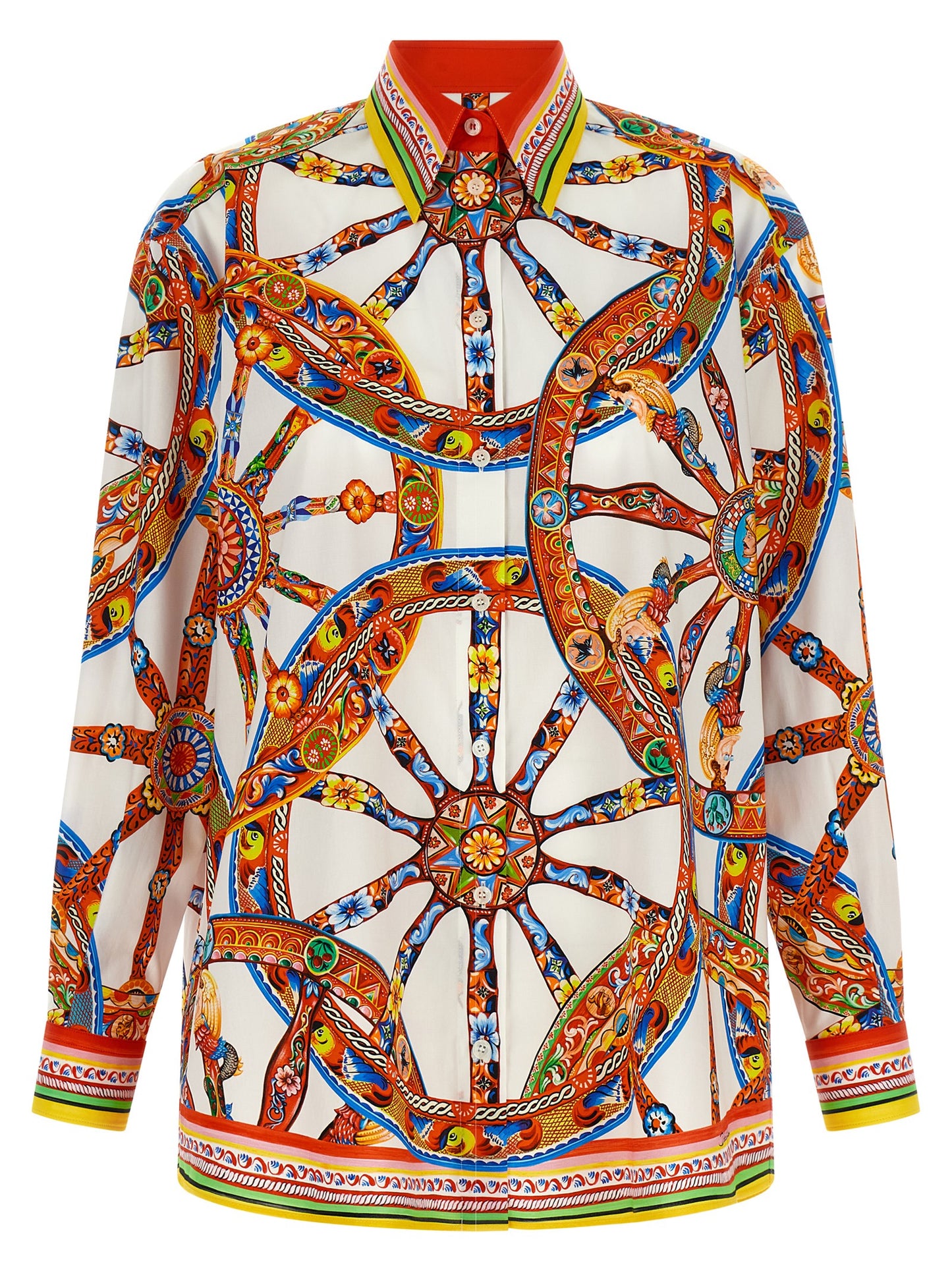 Blouse by Dolce & Gabbana for women in cotton multicolor, print & striped showcases a sharp silhouette, elegantly detailed with a sharp and sharp .