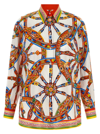 Blouse by Dolce & Gabbana for women in cotton multicolor, print & striped showcases a sharp silhouette, elegantly detailed with a sharp and sharp .