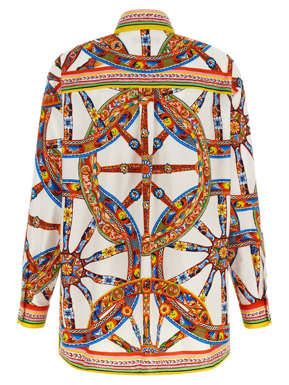 Blouse by Dolce & Gabbana for women in cotton multicolor, print & striped features an architectural silhouette with a refined and elegant for a architectural look.