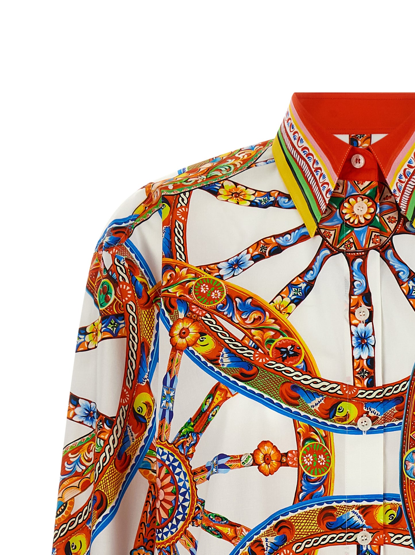 Blouse by Dolce & Gabbana for women in cotton multicolor, print & striped, featuring a nuanced and nuanced for a sophisticated finish.