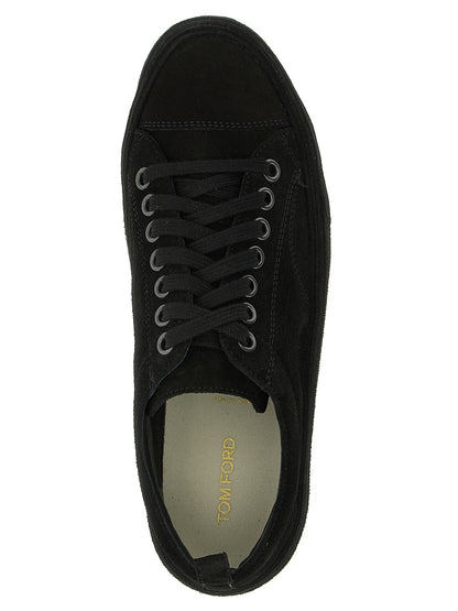 Sneakers by Tom Ford for men in suede leather brass & cotton black features an timeless silhouette from the Men's Low Top Suede Leather Brass & Cotton Sneakers collection, showcasing a signature low-top style with an timeless finish.
