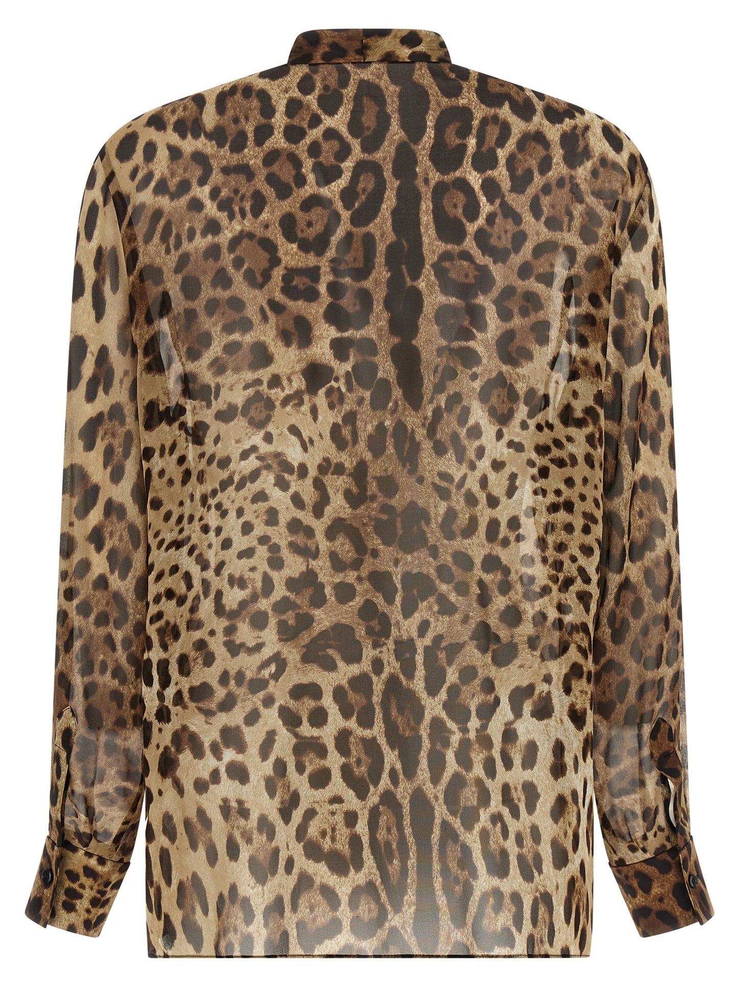 Blouse by Dolce & Gabbana for women in silk animal, brown, transparent & print features an architectural silhouette with a refined and elegant for a architectural look.