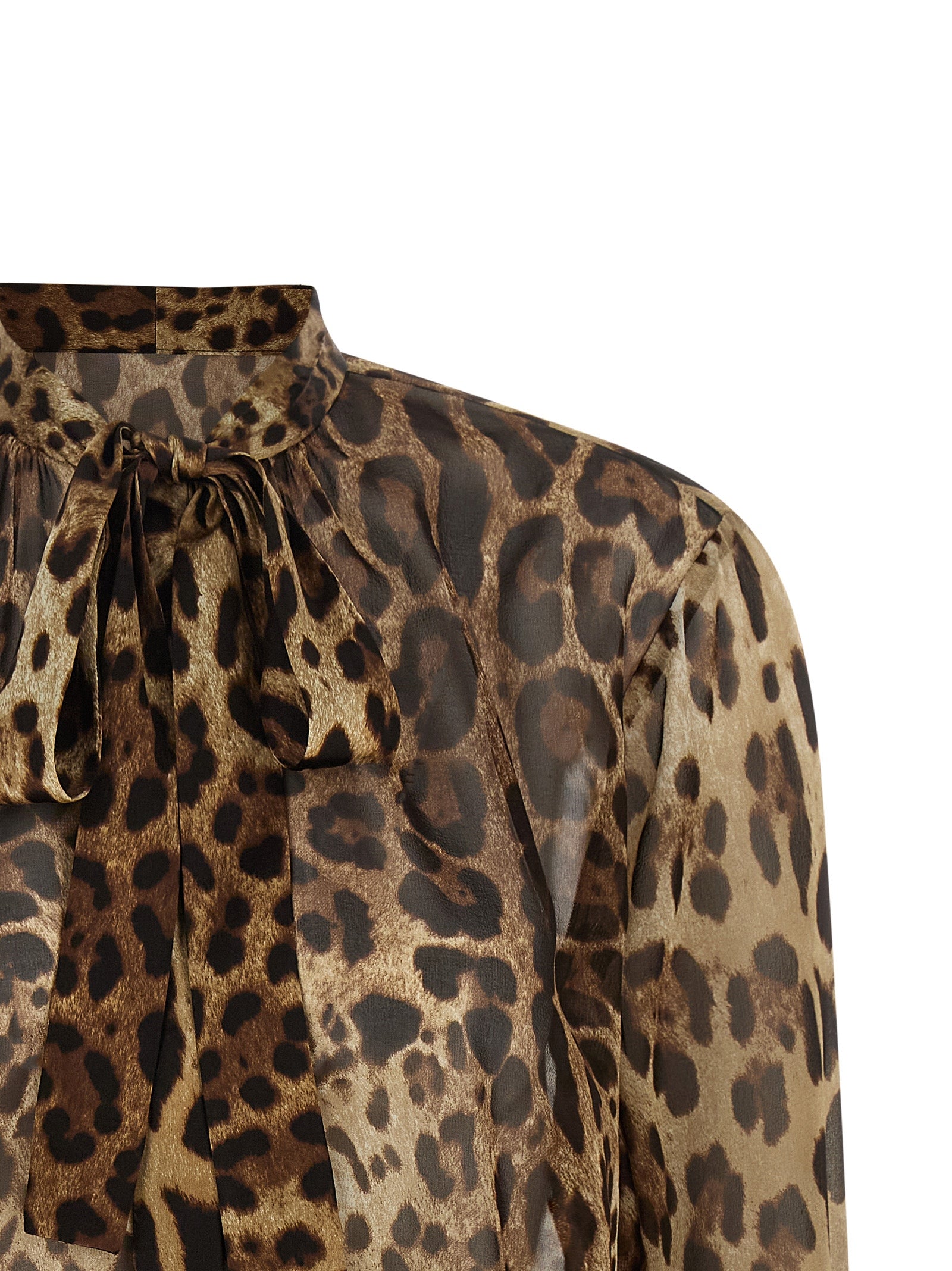 Blouse by Dolce & Gabbana for women in silk animal, brown, transparent & print features an polished silhouette, showcasing a sophisticated and detail for a truly polished finish.