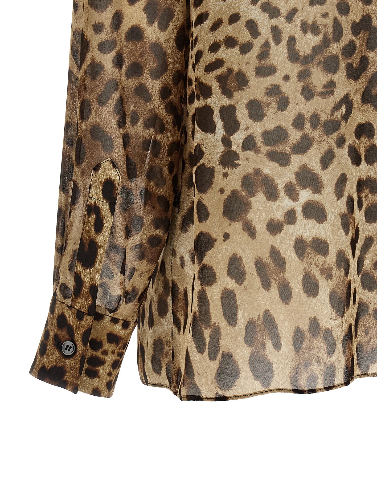 Blouse by Dolce & Gabbana for women in silk animal, brown, transparent & print showcases a sleek silhouette, elegantly detailed with a sleek and for a sleek finish.