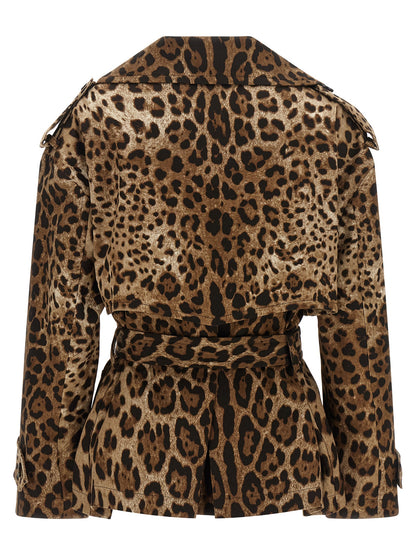 Trench Coat by Dolce & Gabbana for women in stretch cotton brown & print showcases a contemporary silhouette, detailed with a contemporary and distinctive for a truly contemporary finish.