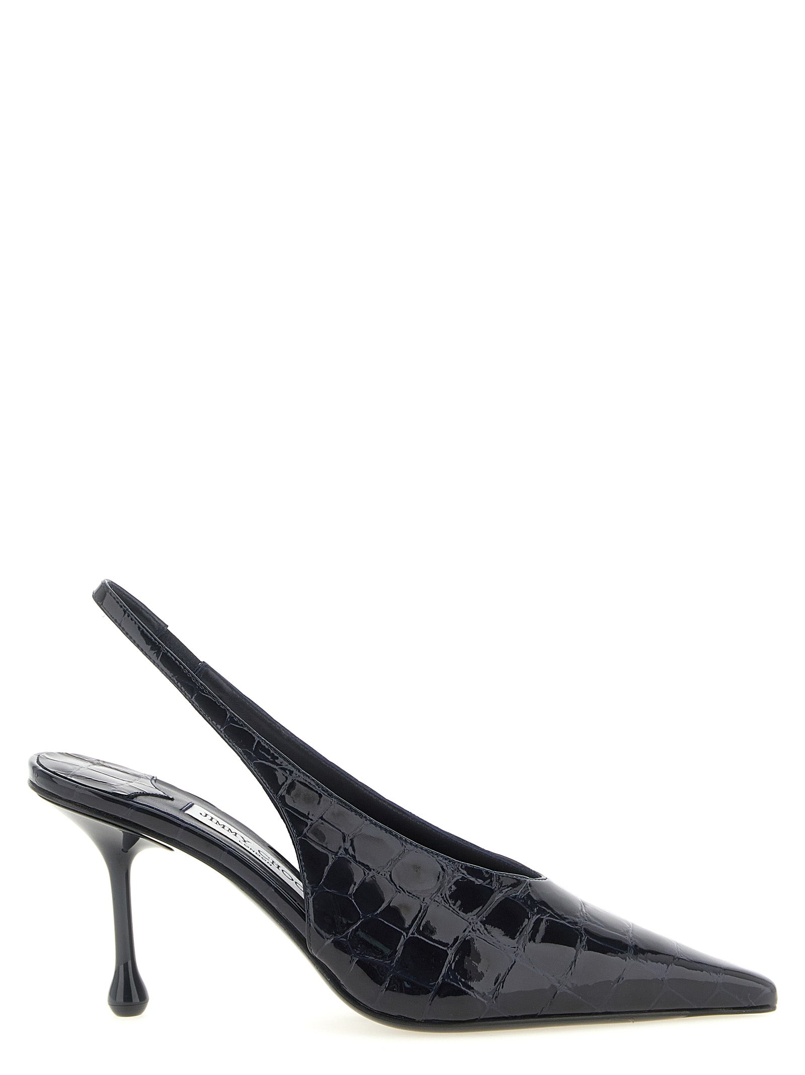 High-Heel Slingback Pumps Heels by Jimmy Choo for women in silk & crocodile skin leather navy & print features a effortlessly chic Women's Silk & Crocodile Skin Leather High-Heel Slingback Pumps Heels design with a sophisticated high-heel and elegant .