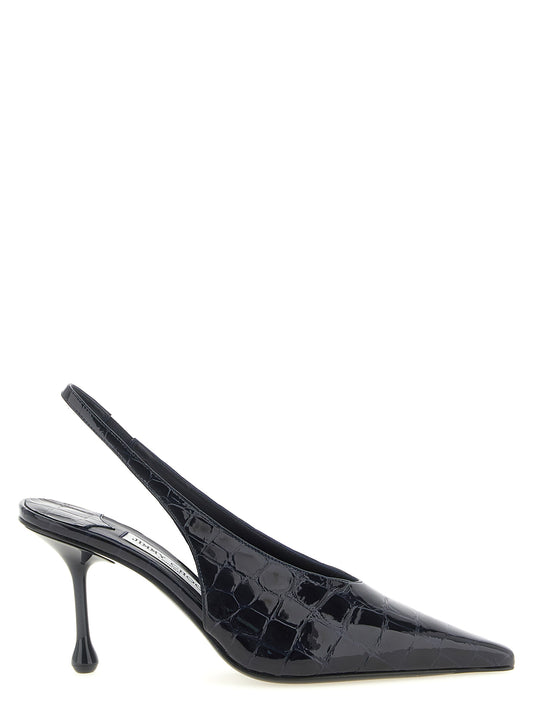 High-Heel Slingback Pumps Heels by Jimmy Choo for women in silk & crocodile skin leather navy & print features a effortlessly chic Women's Silk & Crocodile Skin Leather High-Heel Slingback Pumps Heels design with a sophisticated high-heel and elegant .
