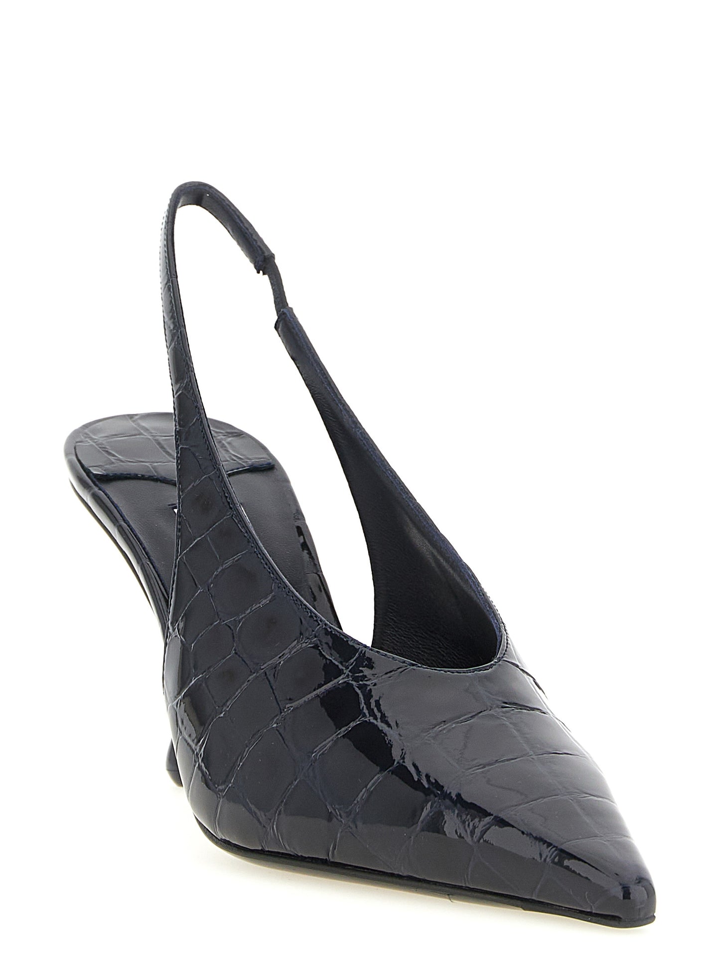 High-Heel Slingback Pumps Heels by Jimmy Choo for women in silk & crocodile skin leather navy & print showcases a exquisite silhouette, perfectly accentuating Women's Silk & Crocodile Skin Leather High-Heel Slingback Pumps Heels with a exquisite high-heel and exquisite .