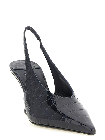 High-Heel Slingback Pumps Heels by Jimmy Choo for women in silk & crocodile skin leather navy & print showcases a exquisite silhouette, perfectly accentuating Women's Silk & Crocodile Skin Leather High-Heel Slingback Pumps Heels with a exquisite high-heel and exquisite .