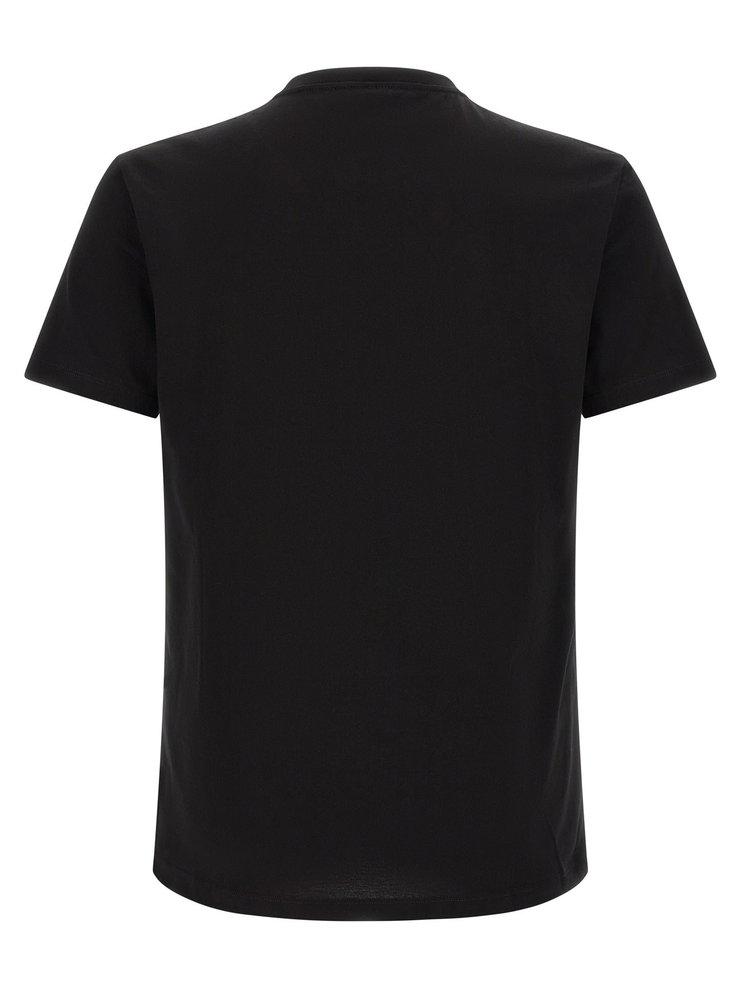 T-Shirt by Versace for men in cotton black & gold features a plush silhouette, showcasing a sophisticated crew neckline and for a truly plush finish.