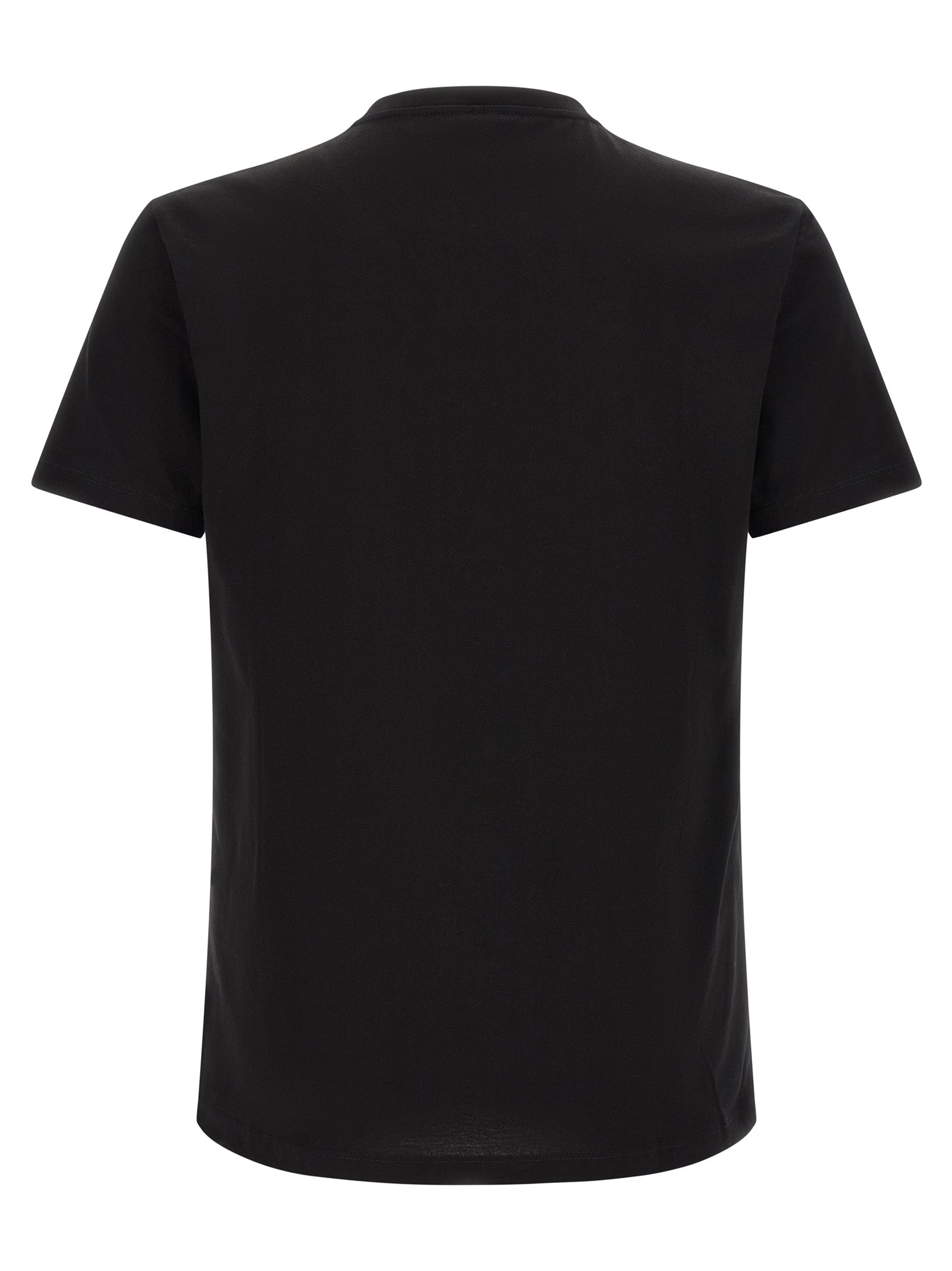 T-Shirt by Versace for men in cotton black & gold features a plush silhouette, showcasing a sophisticated crew neckline and for a truly plush finish.