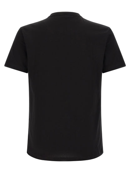 T-Shirt by Versace for men in cotton black & gold features a plush silhouette, showcasing a sophisticated crew neckline and for a truly plush finish.