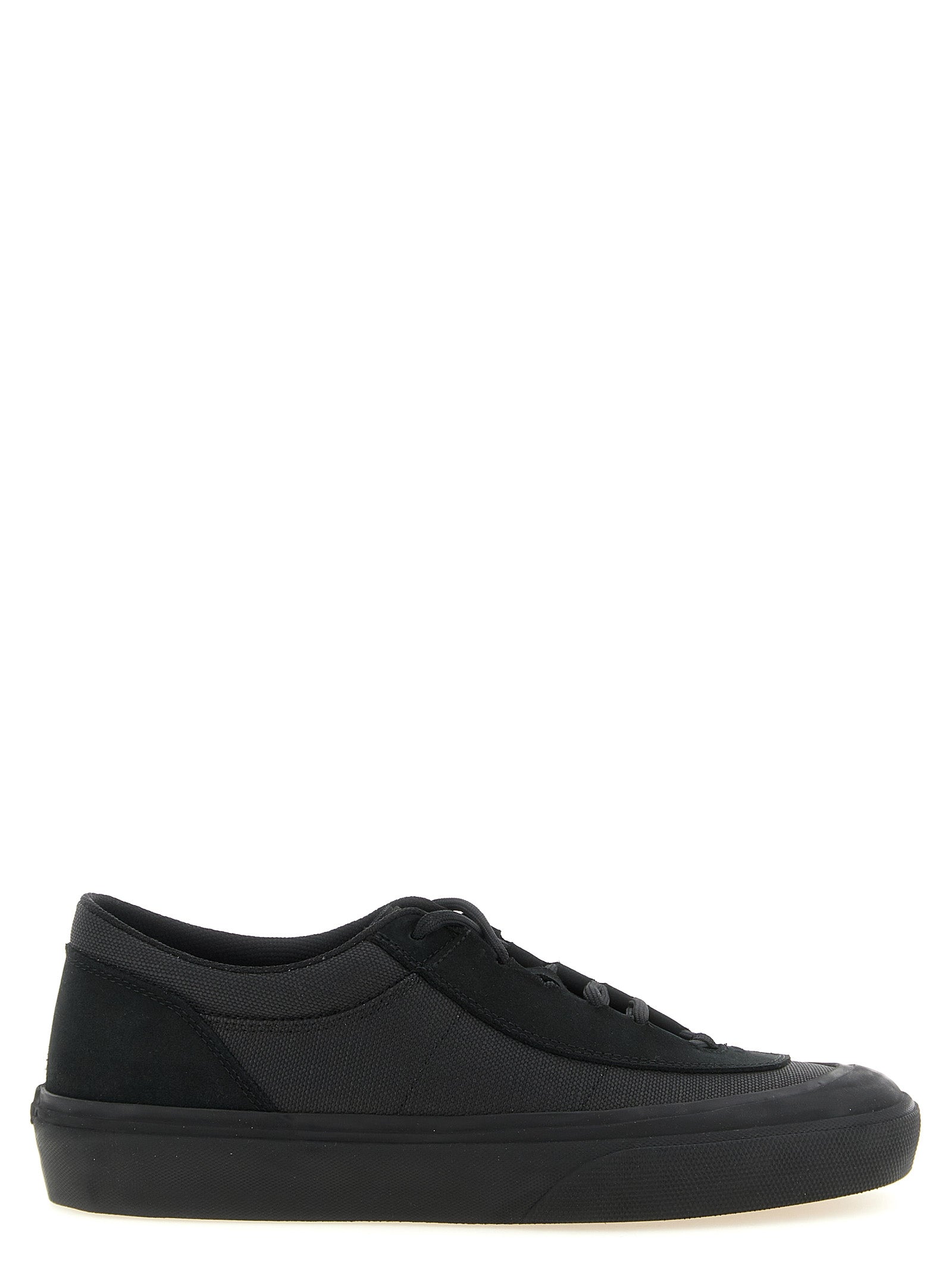 Sneakers by Stone Island for men in linen cotton canvas & suede leather black & signature features an fashionable silhouette, showcasing the premium Men's Low Top Linen Cotton Canvas & Suede Leather Sneakers in a fashionable low-top style that offers a fashionable finish for refined style.