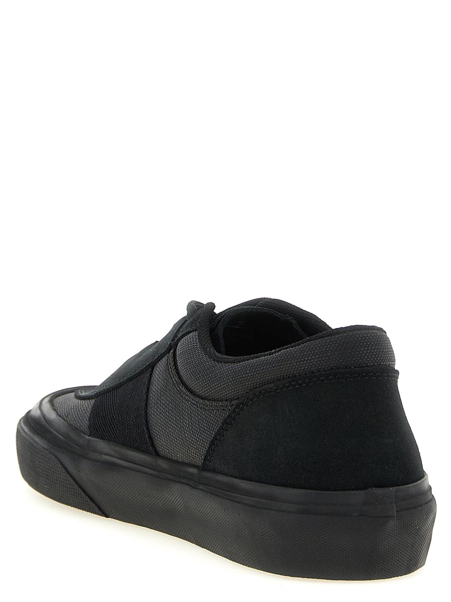 Sneakers by Stone Island for men in linen cotton canvas & suede leather black & signature presents a on trend silhouette from the Men's Low Top Linen Cotton Canvas & Suede Leather Sneakers collection, showcasing a on trend low-top style for an elevated aesthetic.
