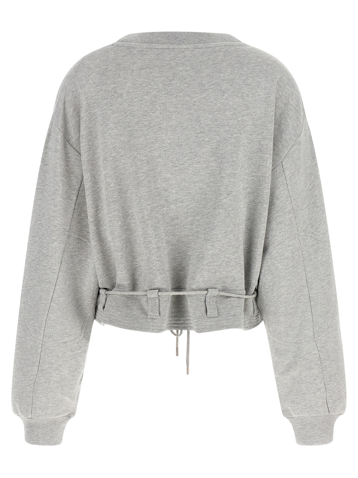 Dries Van Noten Women's Crop Top Athletic Cropped Crew Neck Cotton Activewear Sweatshirt - Gray