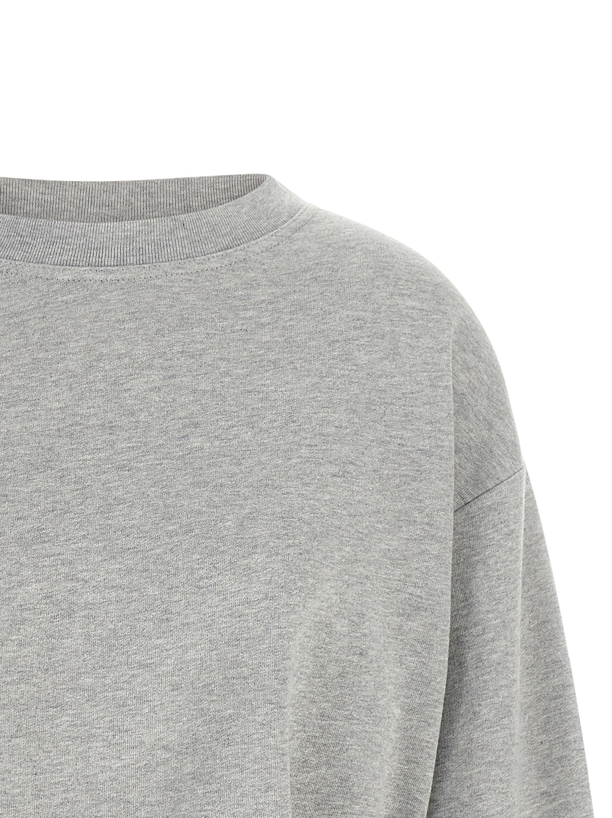 Dries Van Noten Women's Crop Top Athletic Cropped Crew Neck Cotton Activewear Sweatshirt - Gray