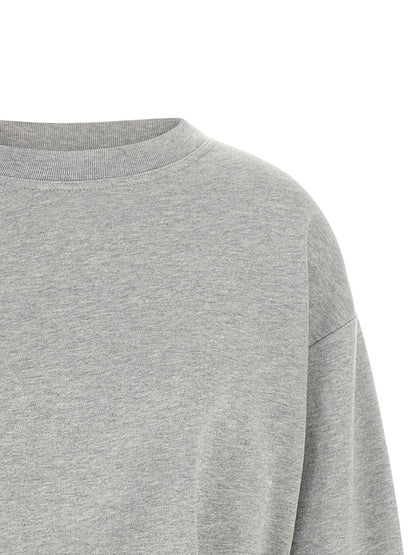 Dries Van Noten Women's Crop Top Athletic Cropped Crew Neck Cotton Activewear Sweatshirt - Gray