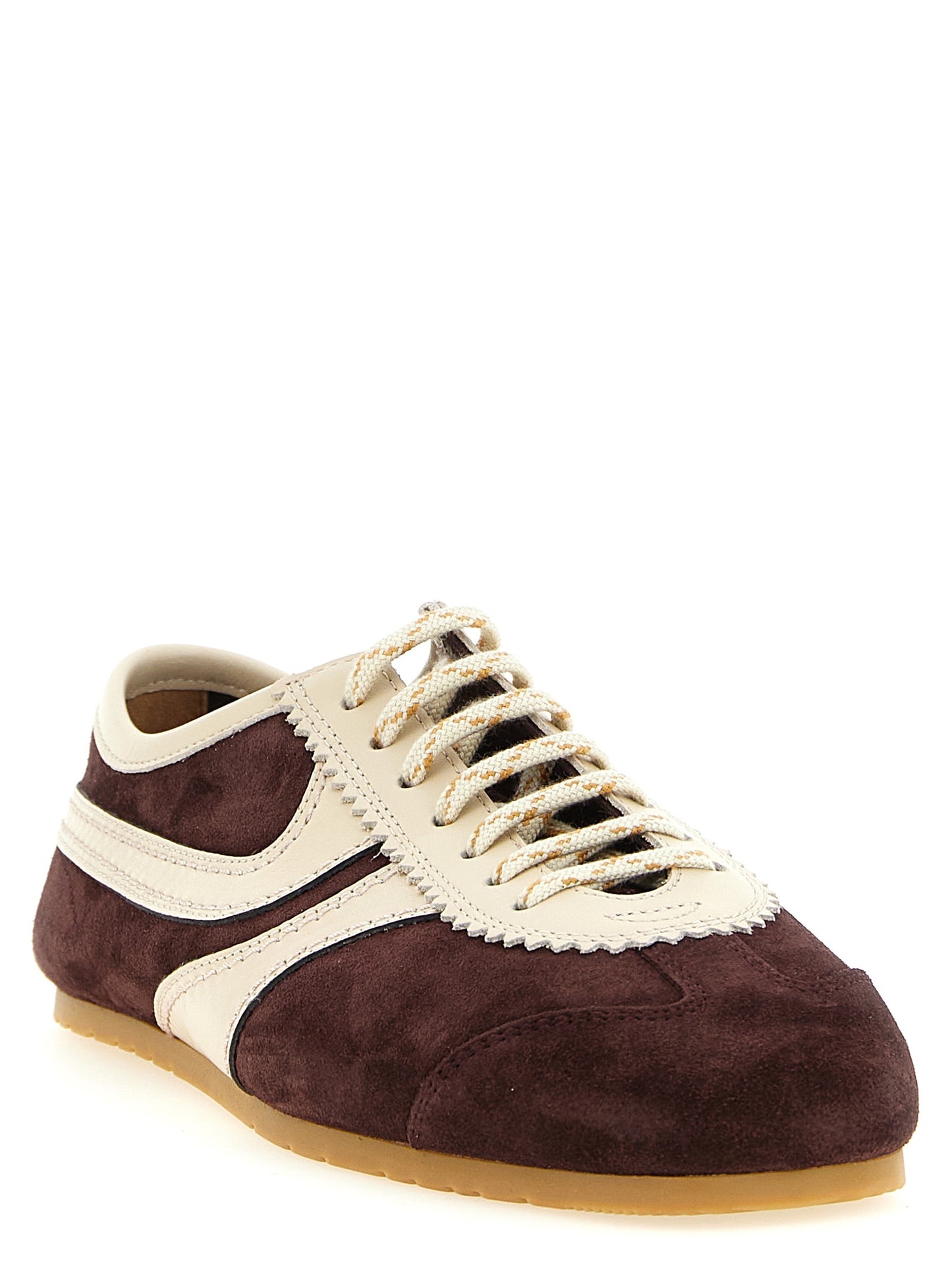 Sneakers by Dries Van Noten for women in suede calfskin leather cream, multicolor & natural features an timeless silhouette from the Women's Low Top Suede Calfskin Leather Sneakers collection, showcasing a signature low-top style with an timeless finish.