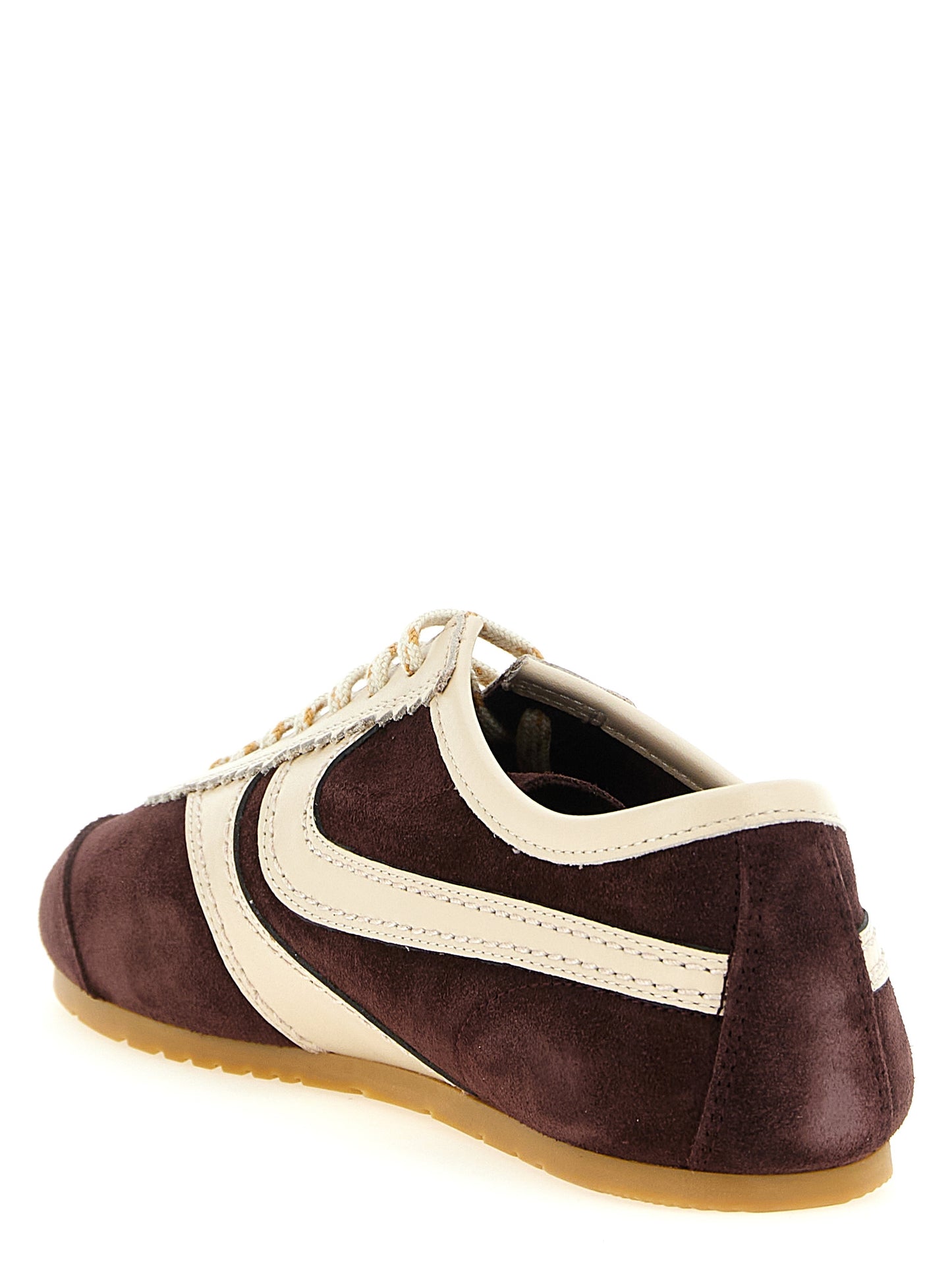 Sneakers by Dries Van Noten for women in suede calfskin leather cream, multicolor & natural presents a impeccable silhouette as Women's Low Top Suede Calfskin Leather Sneakers, expertly defined by a impeccable low-top style for a impeccable, high-fashion look.
