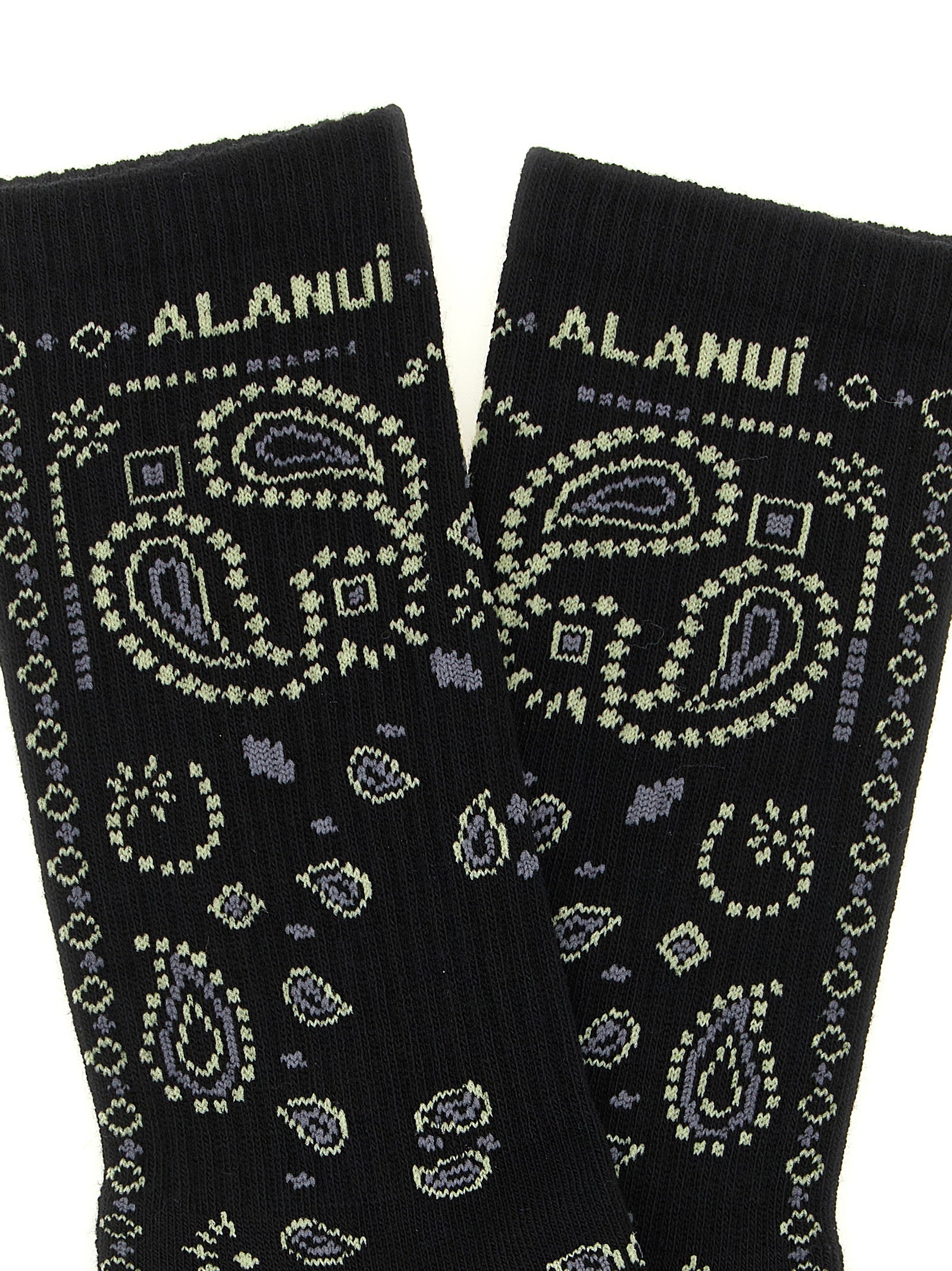 Socks by Alanui for women in stretch polyamide cotton black, patterned, paisley & jacquard features an stylish silhouette, showcasing the stylish design of this Women's Stretch Polyamide Cotton Socks with a stylish finish.
