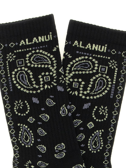 Socks by Alanui for women in stretch polyamide cotton black, patterned, paisley & jacquard features an stylish silhouette, showcasing the stylish design of this Women's Stretch Polyamide Cotton Socks with a stylish finish.