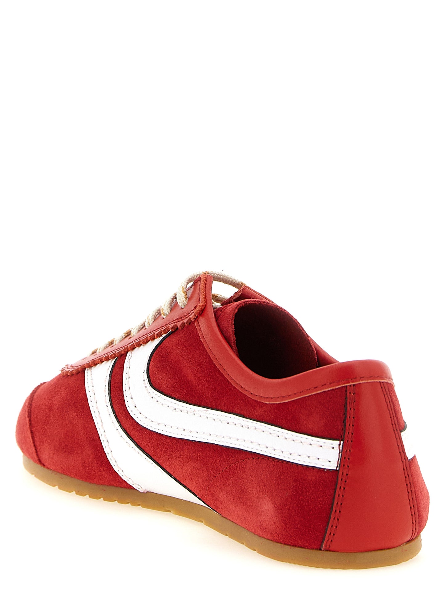 Athletic Sneakers Dries Van Noten women suede calfskin leather gold, multicolor, natural, red, white & signature featuring a avant-garde Women's Low Top Suede Calfskin Leather Athletic Sneakers design with a avant-garde low-top style for a refined finish.