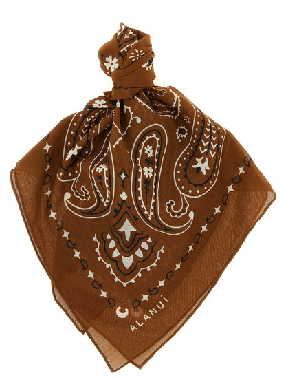 Alanui Cotton Scarf - Brown Paisley Floral Print