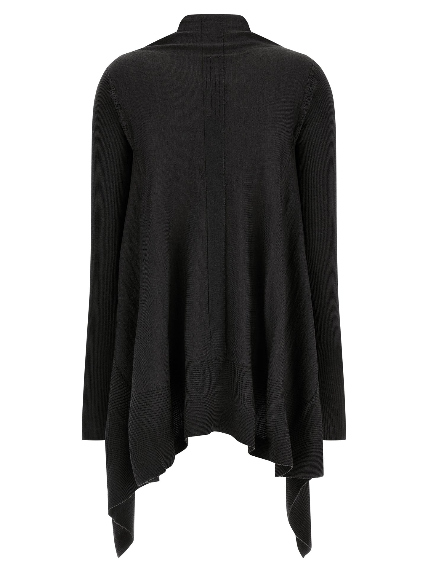 Cardigan by Rick Owens for women in cotton black showcases a luxurious silhouette, meticulously detailed with a sophisticated wrap neckline and for a refined finish.