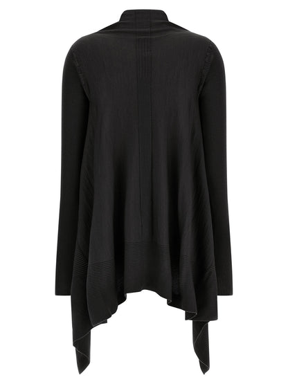 Cardigan by Rick Owens for women in cotton black showcases a luxurious silhouette, meticulously detailed with a sophisticated wrap neckline and for a refined finish.
