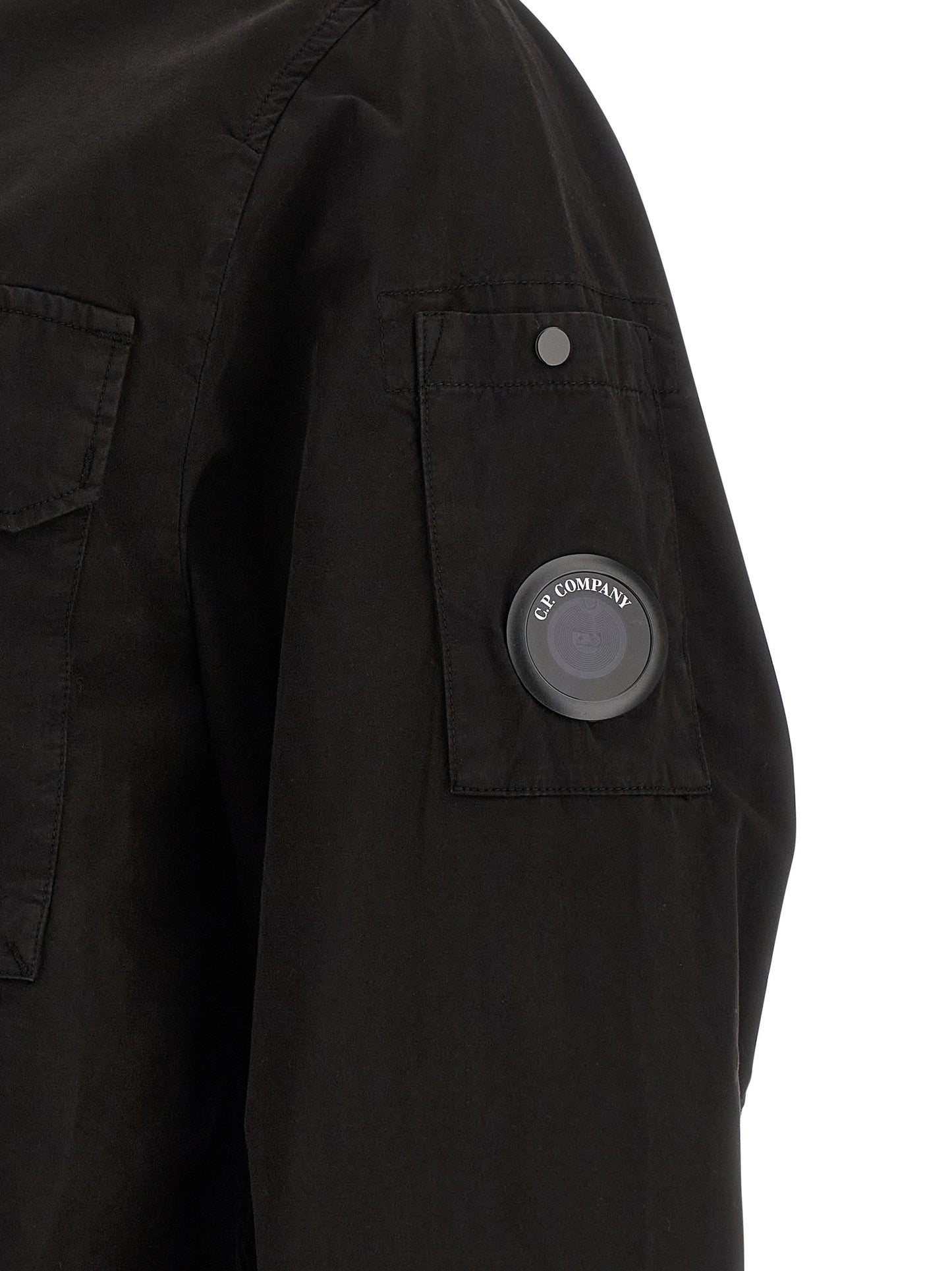 Overshirt by C.P. Company for men in organic cotton black & signature features an polished silhouette, showcasing a sophisticated and detail for a truly polished finish.