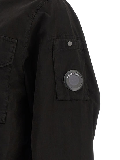 Overshirt by C.P. Company for men in organic cotton black & signature features an polished silhouette, showcasing a sophisticated and detail for a truly polished finish.