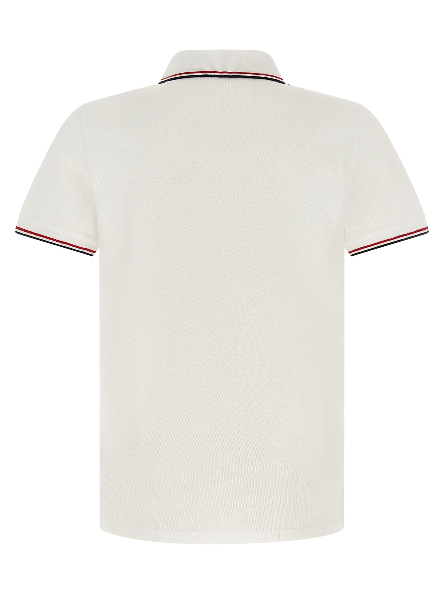 Polo Shirt by Moncler for men in cotton felt white & striped showcases a sharp silhouette, detailed with a refined and sharp for a sophisticated finish.