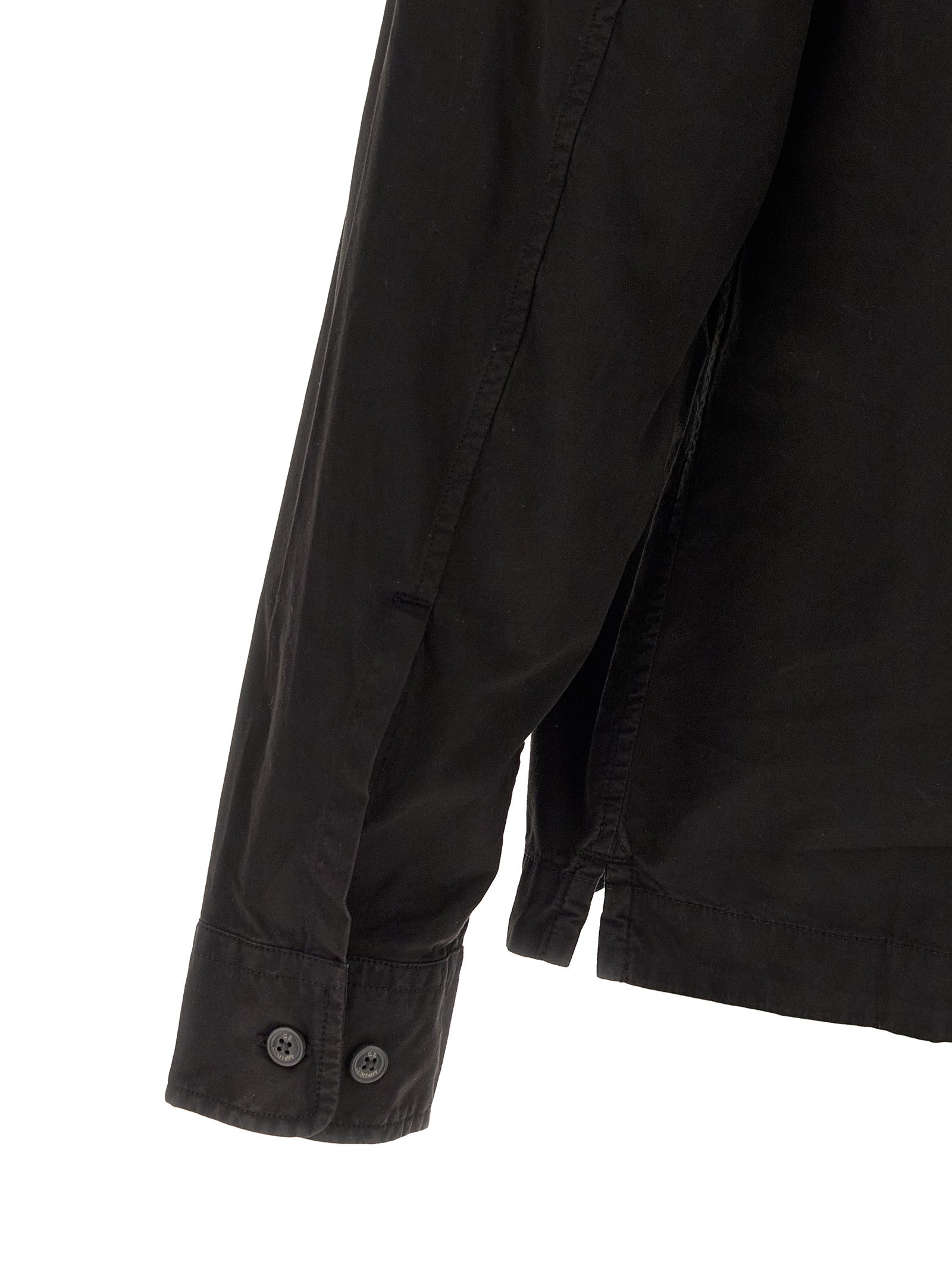 Overshirt by C.P. Company for men in organic cotton black & signature presents a discerning silhouette, showcasing a sophisticated and for a truly discerning finish.