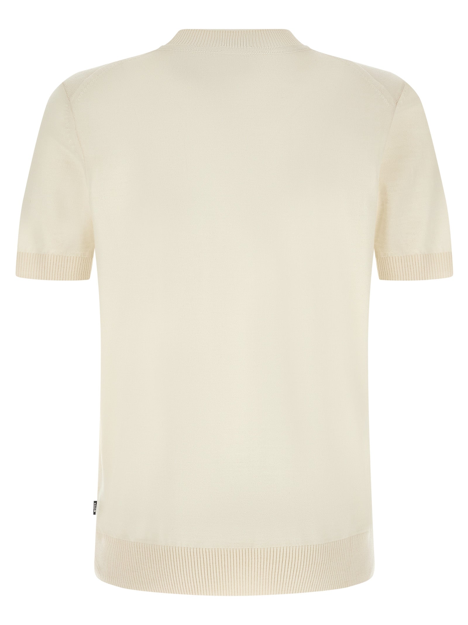 T-Shirt by Hugo Boss for men in merino virgin wool white showcases a fashionable silhouette, elegantly detailed with a fashionable and for a sophisticated, high-fashion look.