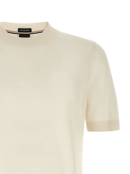 T-Shirt by Hugo Boss for men in merino virgin wool white features a plush silhouette, showcasing a sophisticated and for a truly plush finish.