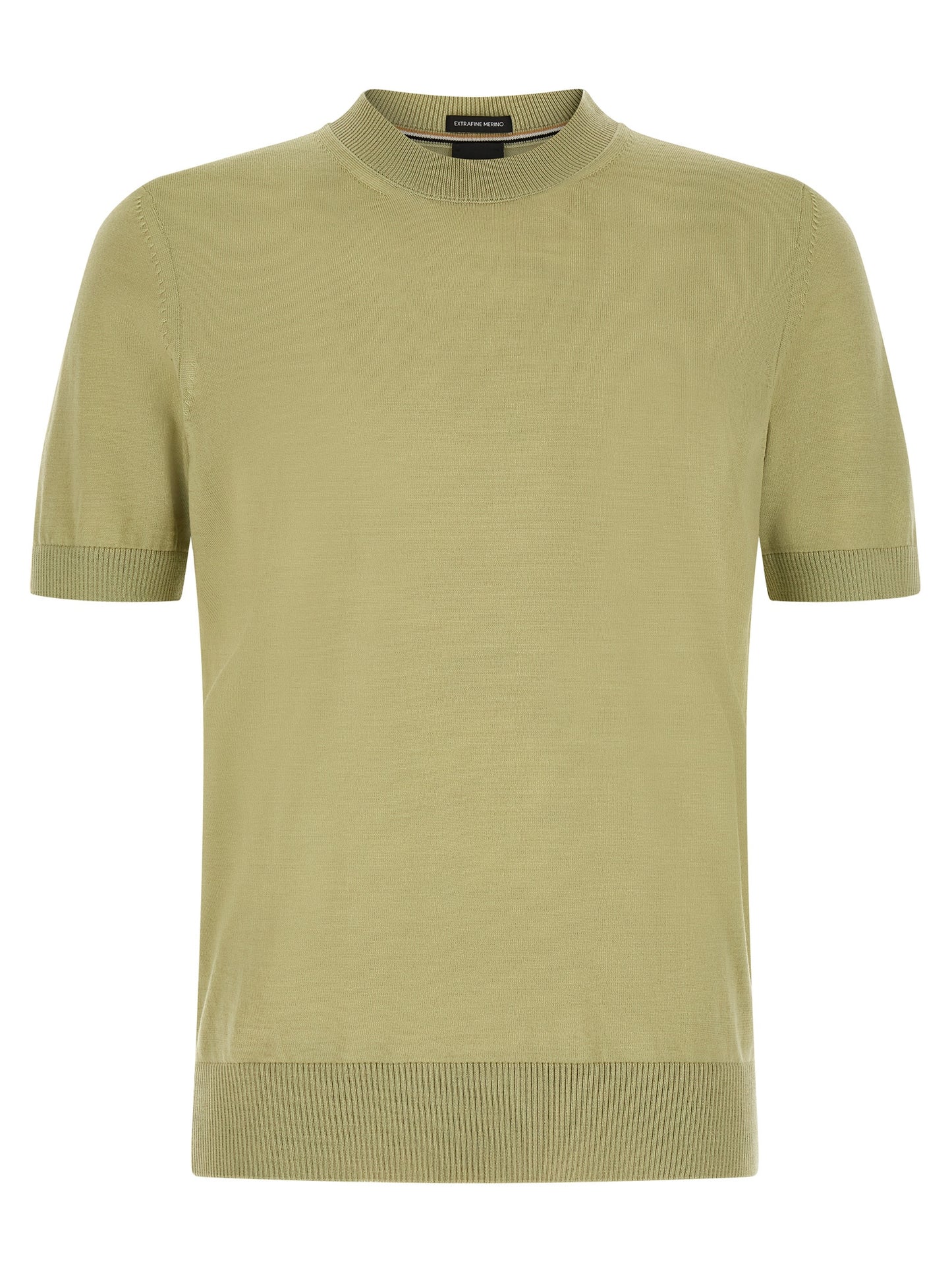 T-Shirt by Hugo Boss for men in merino virgin wool bicolour & green features an on trend silhouette, perfectly showcasing a on trend and for an elevated aesthetic.