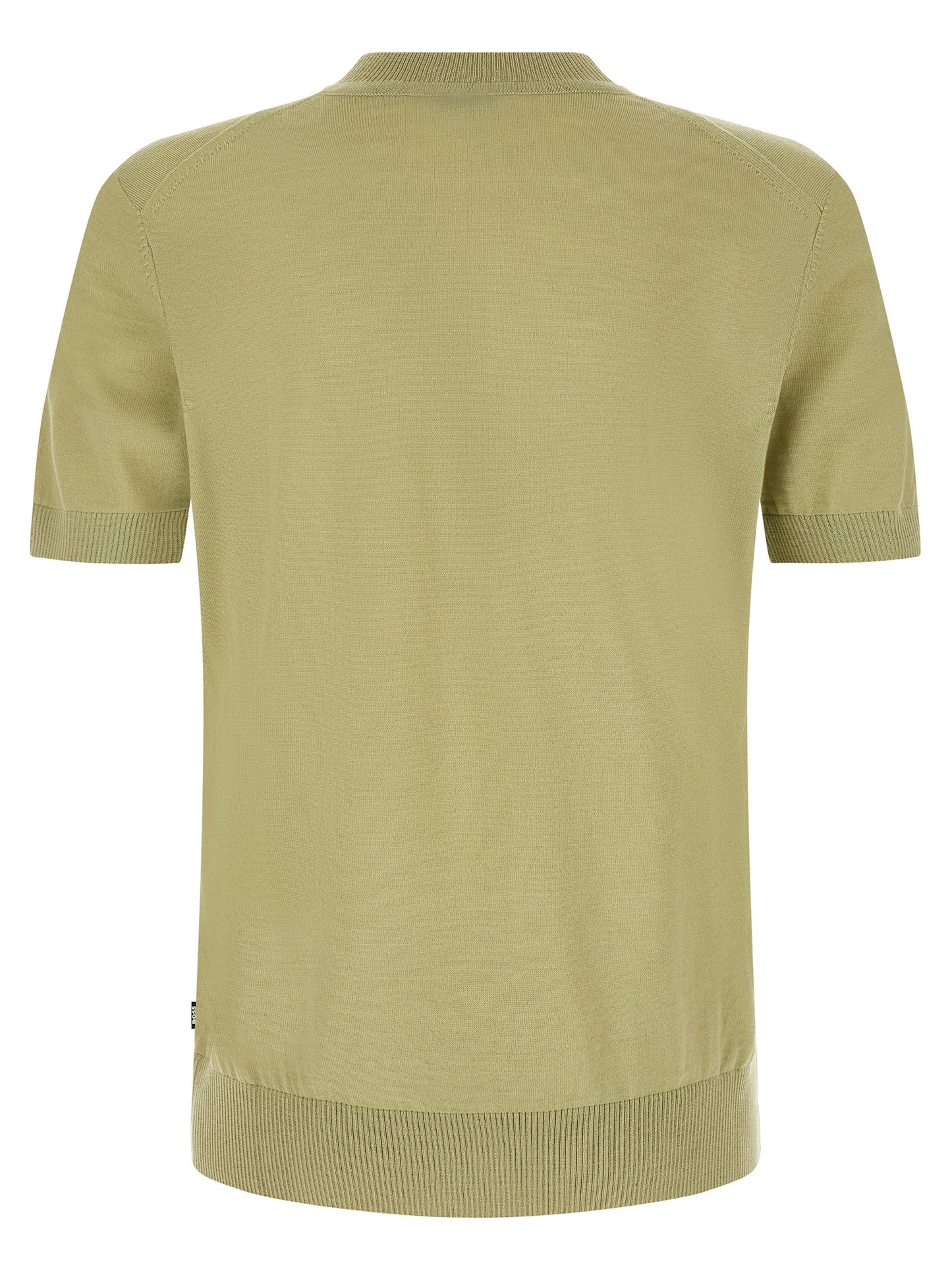 T-Shirt by Hugo Boss for men in merino virgin wool bicolour & green showcases a chic silhouette, artfully detailed with a chic and for a chic finish.