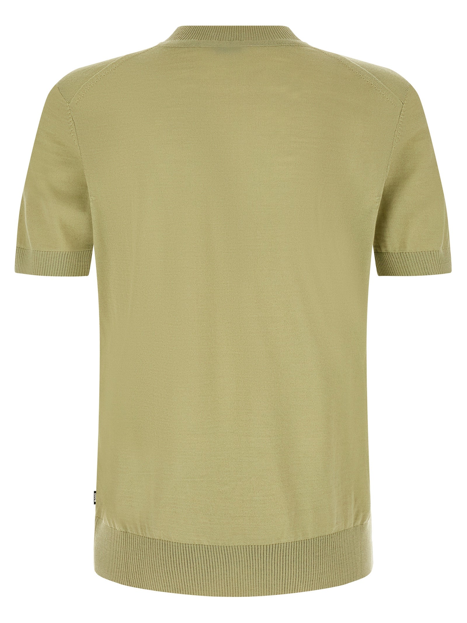 T-Shirt by Hugo Boss for men in merino virgin wool bicolour & green showcases a chic silhouette, artfully detailed with a chic and for a chic finish.